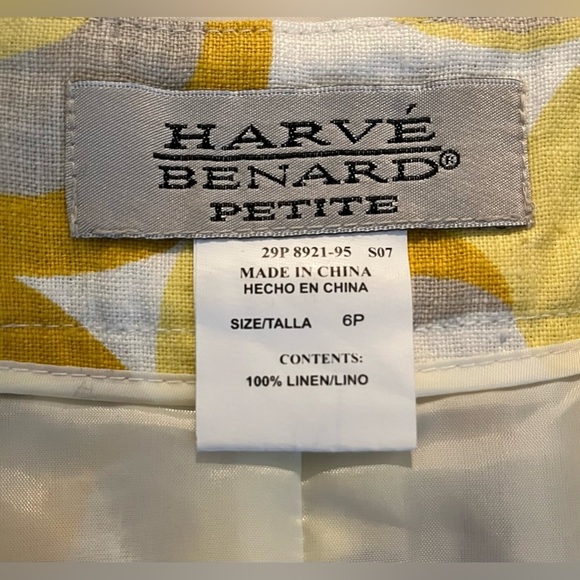 Harvé Benard Women’s Petite Linen Skirt, Yellow/Brown Geometric Pattern; Size 6P - Picture 3 of 11